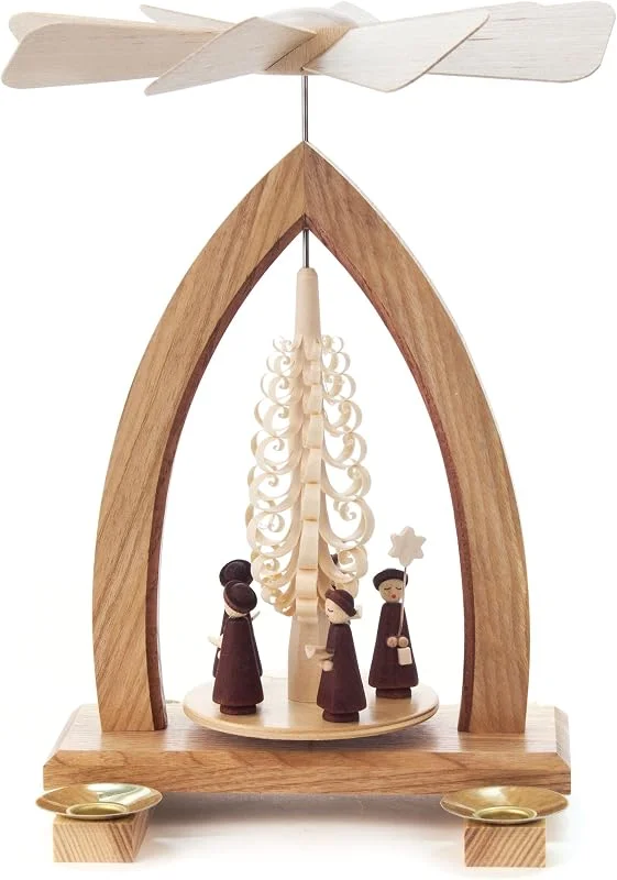 Marke: DREGENO DREGENO Pyramide natur mit Kurrende, für Kerzen, von DREGENO SEIFFEN 25 cm – Original erzgebirgische Handarbeit — Weihnachtsdeko