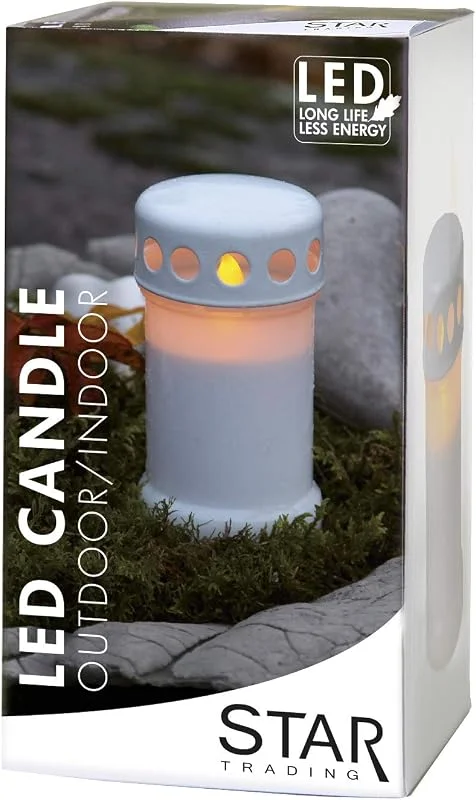 Besuche den Star Trading-Store Star Trading LED Grablicht Weiß, Grabkerze mit flackernder Flamme, batteriebetriebenes Windlicht für Grab, Outdoor & Indoor, ca. 14 x 8 cm — Kerzenlicht Abendessen