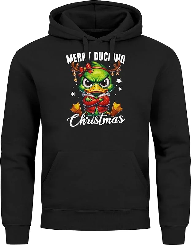 Besuche den MoonWorks-Store MoonWorks® Hoodie Herren Anti Weihnachten Grinch Ente Sarkasmus Kapuzen-Pullover Weihnachtspullover Männer — Weihnachtsmode