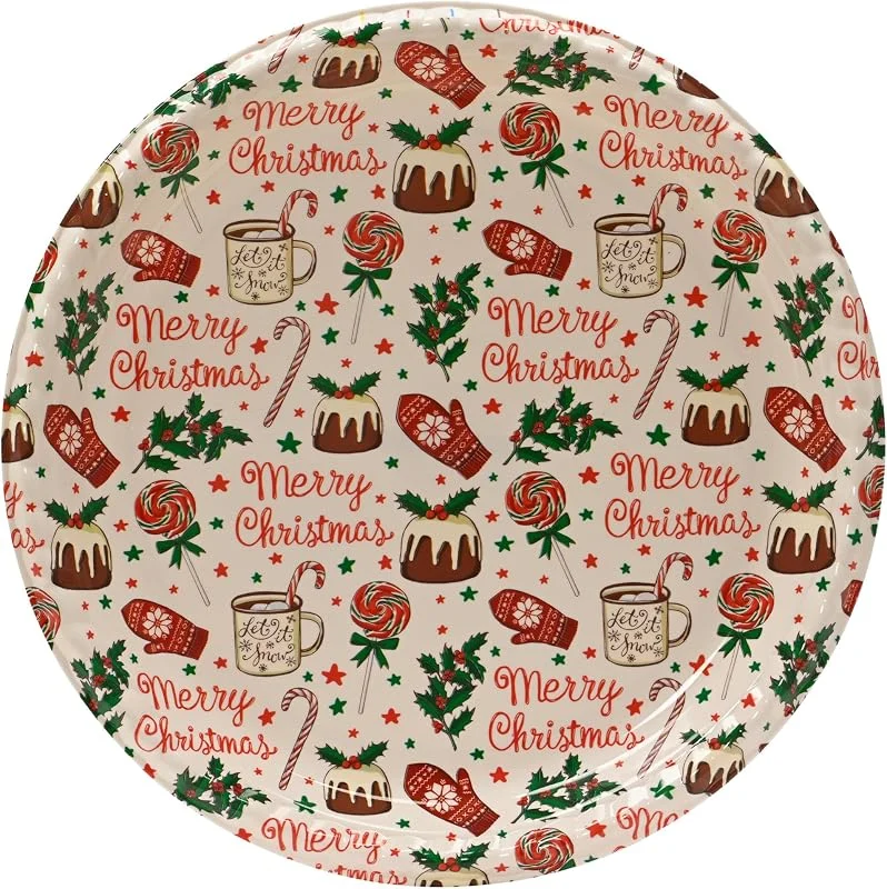 Marke: Decoris Decoris Dekoteller Kunststoff 35, 5cm Merry Christmas Motiv - Bunt — Advent und Tisch