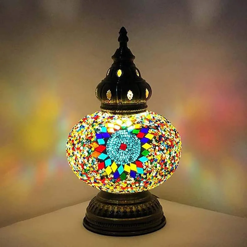 Marke: Generic Türkische marokkanische Tisch-Schreibtischlampe, Retro Art Stained Glass-Stil, Mosaik-Glas-Schreibtischleuchte, Schlafzimmer, Nachttisch, Romantisches dekoratives Nachtlicht für Wohnzimmer, Café — Kerzenlicht Abendessen