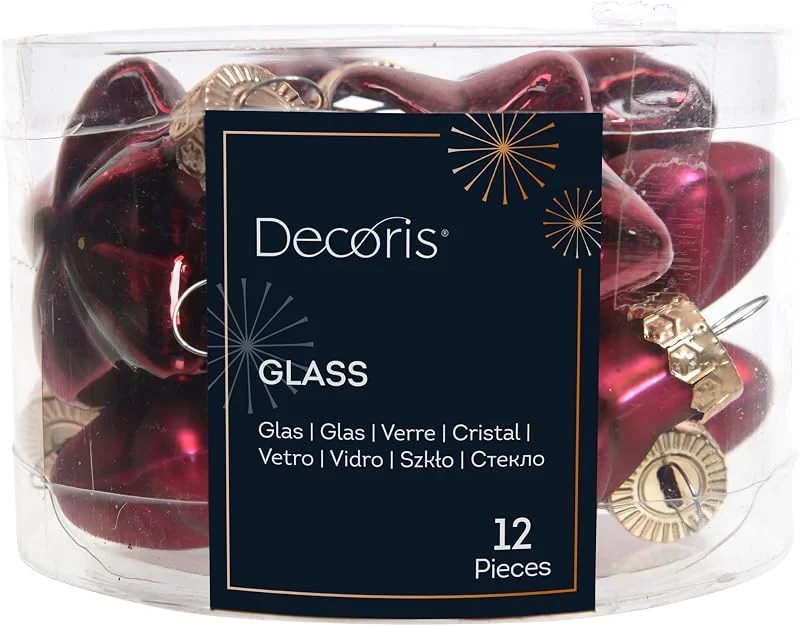 Marke: Kaemingk Christbaumschmuck Glasstern 12 Stück ochsenblutrot 40mm — Weihnachtsdeko
