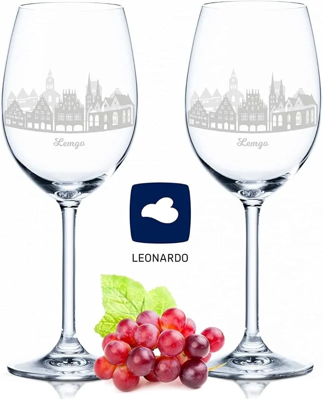 Besuche den GRAVURZEILE-Store GRAVURZEILE Weingläser mit Gravur - Skyline Lemgo im Set - Hochwertige 360° Lasergravur - schönes Geschenk als Andenken, Souvenir oder für Sammler & Weingenießer zum Geburtstag — Wein und Festtafel