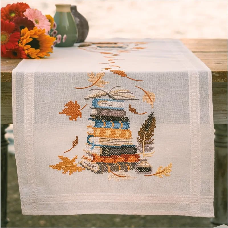 Besuche den Vervaco-Store Vervaco Stickpackung Kreuzstich Set Vorgedruckt Tischläufer Herbstlektüre Stickdecken Vorgezeichnet DIY Basteln Erwachsene Kreativ Stickläufer zum Selbersticken 40 x 100 cm Stickset — Advent und Tisch
