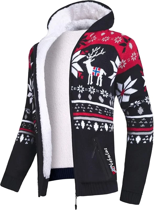 Besuche den Nebulus-Store Nebulus Herren Jacke NORON, mit Kapuze, schicker Pullover im Norweger-Style — Weihnachtsmode