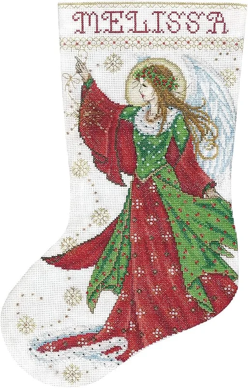 Marke: Design Works Kreuzstich Stickpackung Weihnachtsstrumpf Engel der Freude, Zählmuster — Weihnachtsdeko