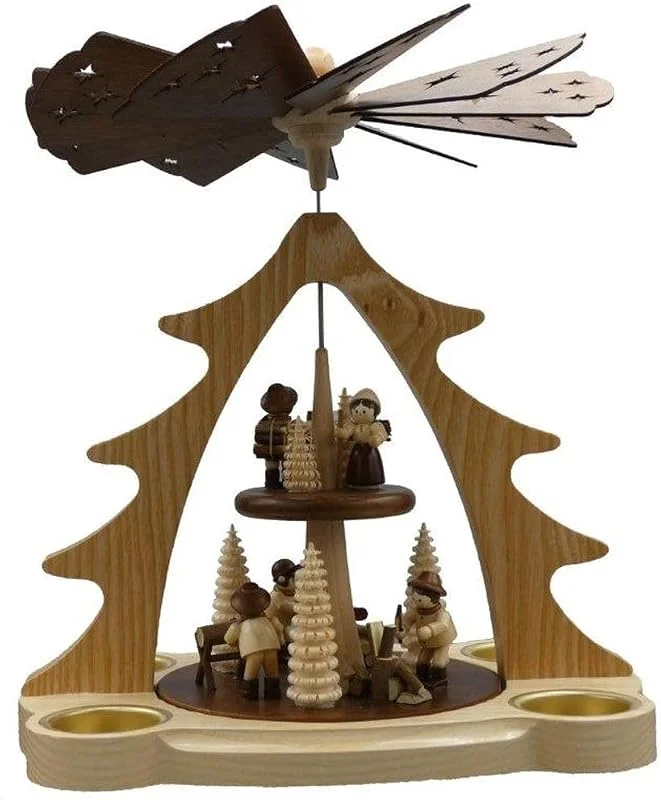 Besuche den Rudolphs Schatzkiste-Store Rudolphs Schatzkiste Pyramide Waldleute mit Teelichter Natur Höhe 28cm NEU Weihnachtspyramide Holzhacker Holzer Holzpyramide — Weihnachtsdeko