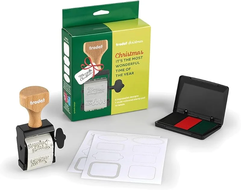 Besuche den Trodat-Store Trodat Creations Weihnachtsstempel und Kissen Set mit 6 Schriftzügen — Geschenkverpackung
