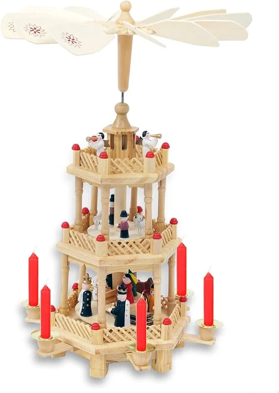 Besuche den Spetebo-Store Weihnachtspyramide aus Holz - 3-stöckig - Höhe: ca. 35 cm - Pyramide aus Holz Natur — Weihnachtsdeko