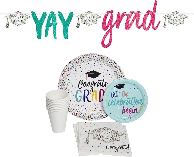 Marke: Stephanie Imports Stephanie Imports Pappteller, Servietten und Tassen zum Einmalgebrauch für 15 Personen congrats grad — Advent und Tisch