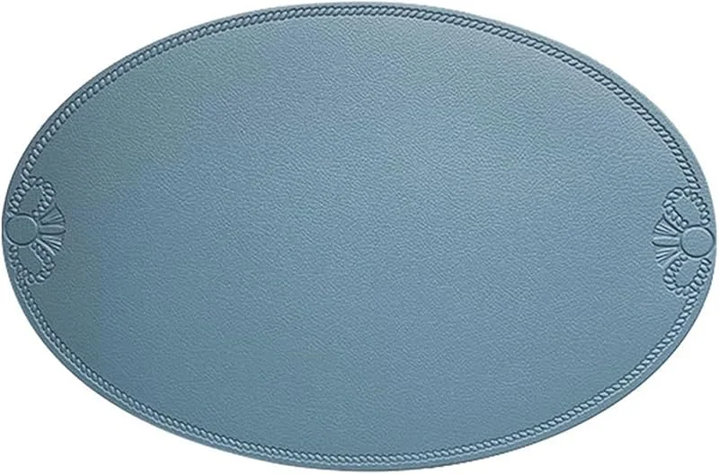 Besuche den Epinki-Store Epinki Tischset Abwaschbar Junge Oval, 2er Set 30x45CM Platzdeckchen Abwaschbar Natur Einfarbig Bowknot Hitzebeständige aus PVC Leder, Tischuntersetzer Hellblau für Hotel — Küche & Haushalt