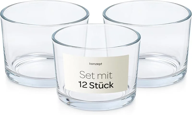 Besuche den Konzept 11-Store Konzept 11-12er Set Kerzengläser 150ml, Kerzen Gläser leer zum Gießen – ideal für Duftkerzen, Wachsgießen und individuelle Kerzenkreationen — Kerzenlicht Abendessen