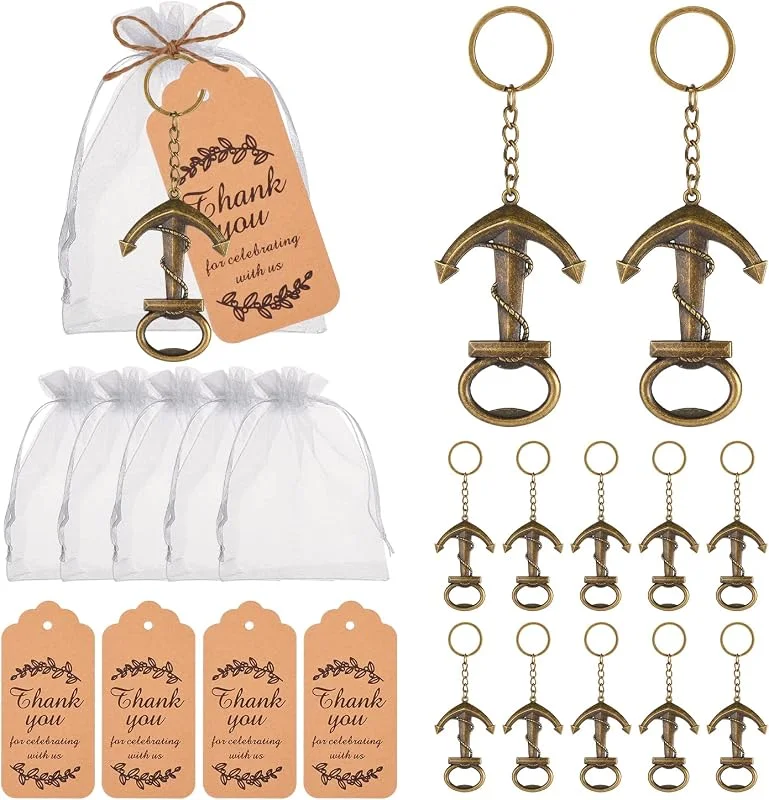 Marke: KaGrbves 50 Anker Flaschenöffner Schlüsselanhänger für nautische Hochzeitsgeschenke für Gäste Bulk 50 oder Babyparty-Geschenke, Souvenirs für Gäste, Bronze — Wein und Festtafel