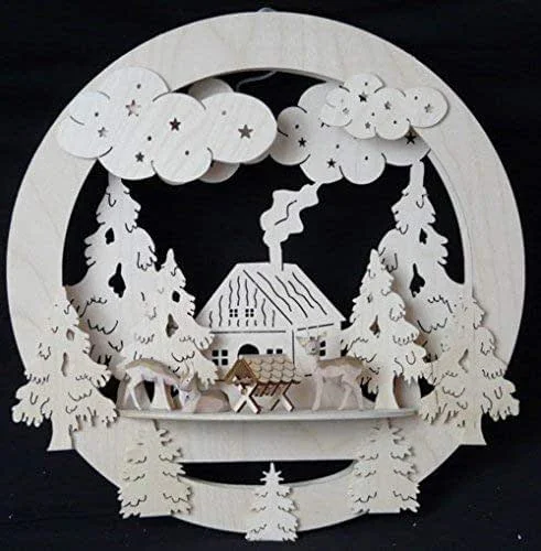 Besuche den Rudolphs Schatzkiste-Store Rudolphs Schatzkiste Fensterbild mit Haus Rehe und Beleuchtung BxHxT 32x32x4cm NEU Lichterbogen Fensterbogen Spitzbogen Erzgebirge Seiffen Weihnachten Licht Holz Dekoration Beleuchtung Fensterschmuck — Weihnachtsdeko