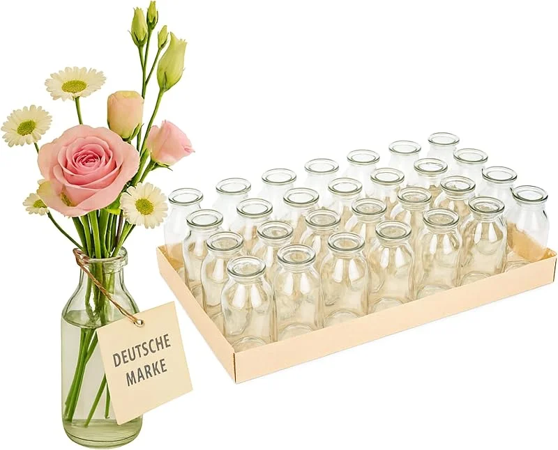 Besuche den NaDeco-Store NaDeco 32 kleine Glasvasen 10, 5 cm, Minivasen Set, Tischdeko Hochzeit — Kerzenlicht Abendessen