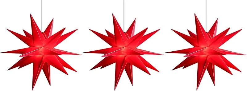 Besuche den Novaliv-Store Novaliv 3er Sparset Weihnachtssterne LED Dekosterne 25cm ROT für AUSSEN Kabel mit Trafo 3D Stern 18 Zackig Leuchtstern Weihnachtslicht Winterbeleuchtung 3D Stern Weihnachtslicht — Weihnachtsdeko
