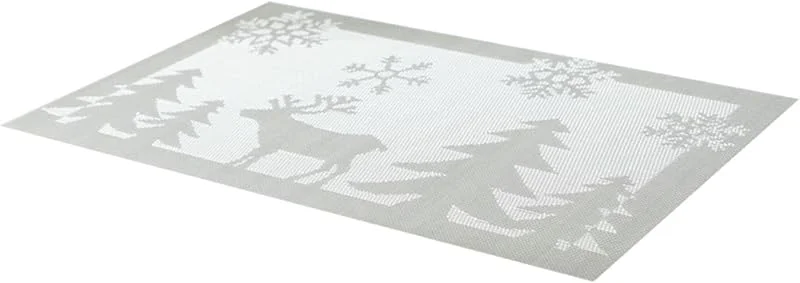Besuche den Epinki-Store Epinki Tischset rutschfest Abwaschbar Quadratisch, 2Pcs Set 45x30CM Platzdeckchen Weihnachten mit Weihnachtshirsch Muster Hitzebeständige aus PVC, Tischuntersetzer Grau für Küche und Restaurant — Küche & Haushalt