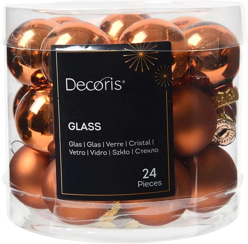 Marke: Kaemingk Weihnachtskugeln Glas 2, 5cm 24 Stück - matt & glänzend - Mini Christbaumkugeln Weihnachtsbaumkugeln für Weihnachten - Christbaumschmuck & Weihnachtsbaumschmuck - Warm Orange — Weihnachtsdeko