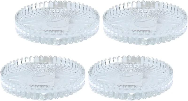 Besuche den Dekohelden24-Store Dekohelden24 Kerzenteller, Kerzenuntersetzer, Kerzenhalter, Untersetzer aus Glas im 4er Set, rund, klar, transparent, Größe H, Ø ca. 1, 5 x 10 cm — Kerzenlicht Abendessen