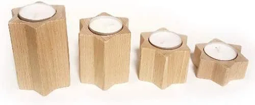 Besuche den Rudolphs Schatzkiste-Store Rudolphs Schatzkiste Tischdekoration Teelichthalter Stern Natur 4er Set BxHxT 12x9x12cm NEU Weihnachtssockel Kerze Teelicht Weihnachten Kerzenschmuck Tischschmuck Holzschmuck Holz Sockel Seiffen — Advent und Tisch