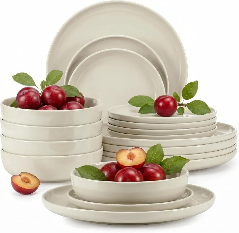 Besuche den k. konsimo.-Store Tafelservice VICTO Geschirrset hergestellt in der EU (beige glänzend, 18-teiliges) — Advent und Tisch