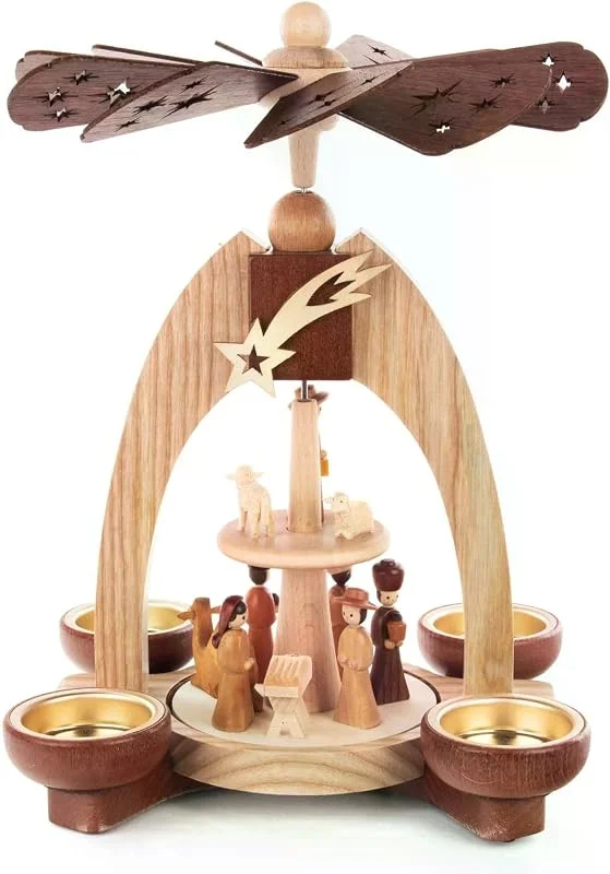 Besuche den Rudolphs Schatzkiste-Store Rudolphs Schatzkiste Teelichtpyramide Zweistöckige, mit Christi Geburt, Schäfer und dunklem Flügelrad BxHxT 19x26x19cm NEU Weihnachtspyramide Teelichtpyramide Krippenpyramide Erzgebirgsdeko — Weihnachtsdeko