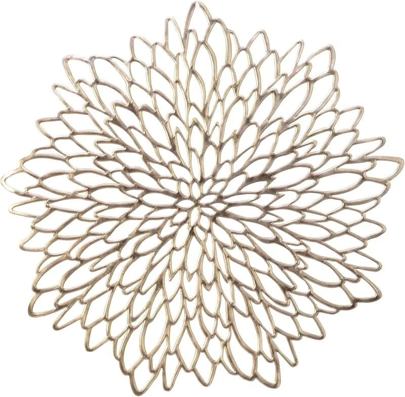 Marke: Kaemingk Kaemingk Tischset Blüte 38cm Kunststoff 1 Stück - abwaschbarer runder Tischuntersetzer Platzdeckchen - Dekoratives Platzset wiederverwendbar - Tischunterlage Esstisch - Placemat - Champagner — Küche & Haushalt