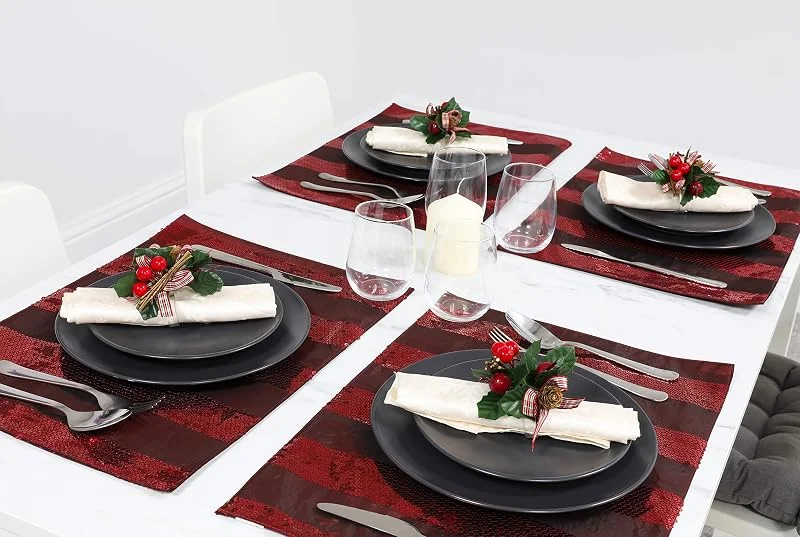 Marke: Toyland Set von 6 32cm x 45cm Burgund Schein Tischset - Weihnachtsgeschirr - Weihnachtszubehör — Küche & Haushalt