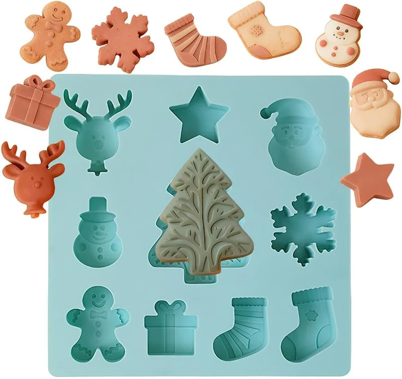 Marke: Generisch Weihnachts-Silikonformen, 10 Mulden, antihaftbeschichtet, Weihnachtsform — Weihnachtskueche
