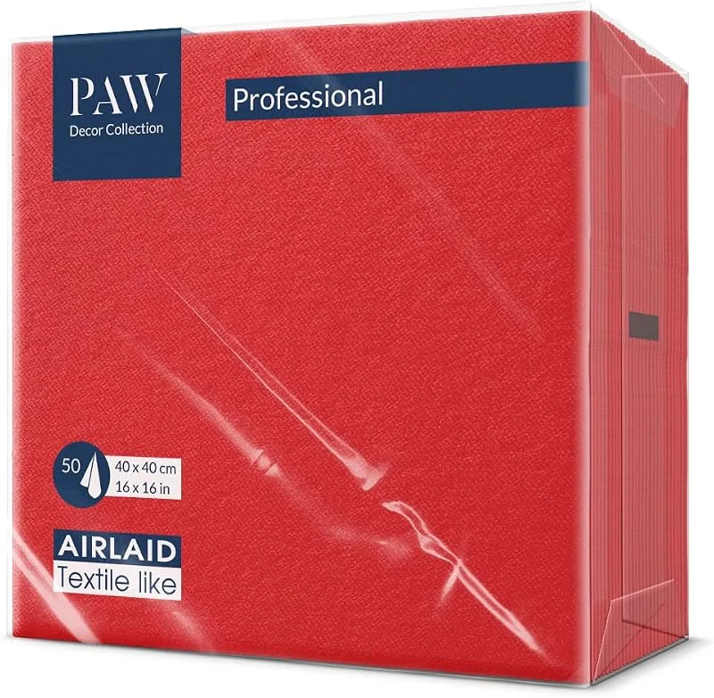 Besuche den PAW Decor Collection-Store PAW Airlaid Servietten 40x40 cm, beidseitig gefärbt, 50 Stück, Rot — Advent und Tisch