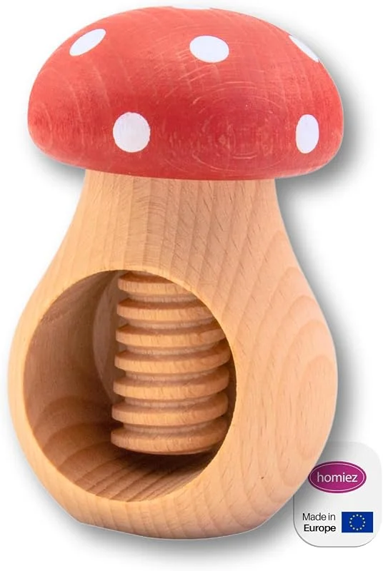 Besuche den homiez-Store homiez Nussknacker Pilz für Walnüsse und Haselnüsse, aus naturbelassenem Buchenholz mit Schraubgewinde, Walnussknacker Holz auch geeignet als Deko oder Geschenk (Fliegenpilz, 1 Stück) — Küche & Haushalt