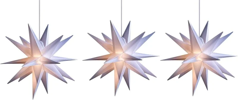 Besuche den Novaliv-Store Novaliv 3er Sparset Weihnachtssterne Dekosterne 40cm Weiss für AUSSEN Kabel mit Trafo & Timerfunktion 3D Stern 18 Zackig Leuchtstern Weihnachtslicht Winterbeleuchtung 3D Stern Weihnachtslicht — Weihnachtsdeko