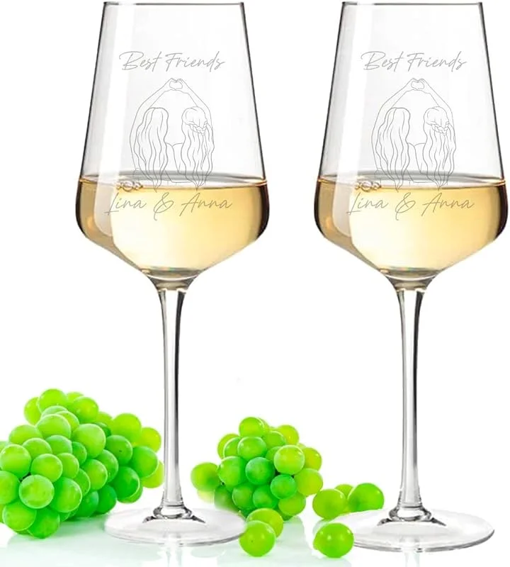 Besuche den GRAVURZEILE-Store GRAVURZEILE Weingläser - Best Friends V2 Design - Geburtstagsgeschenk für Männer & Frauen - Beste Freundin Geschenke - Best Friends Freundschaft - BFF Geschenke — Wein und Festtafel