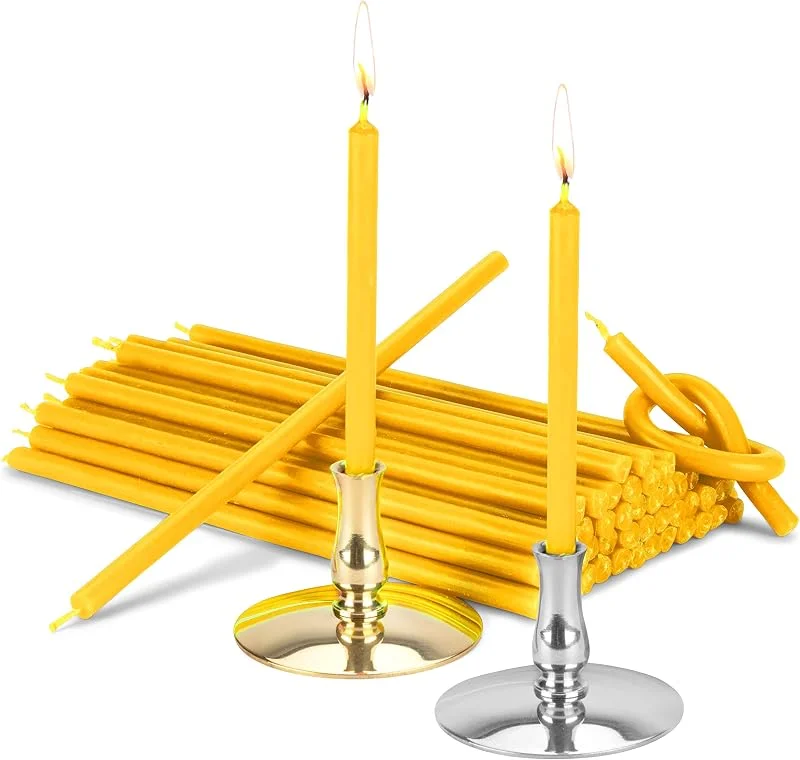 Besuche den NKlaus-Store NKlaus Set mit 2 Kerzenhaltern und 200g gelben Altarkerzen, 12, 5cm — Kerzenlicht Abendessen