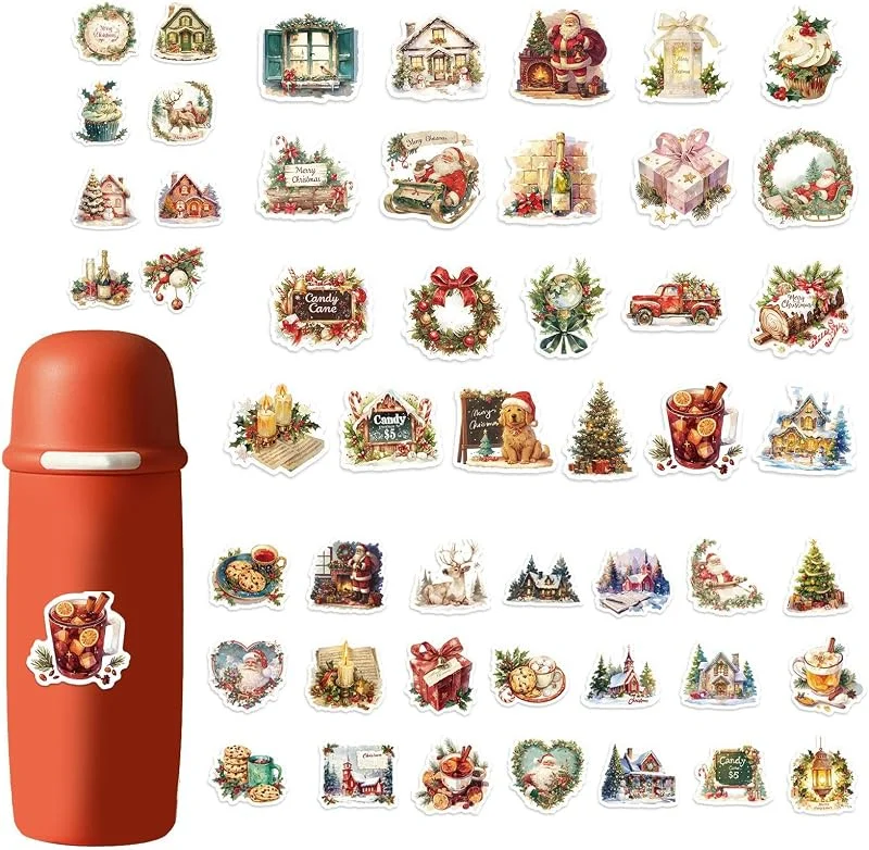 Marke: Generic Weihnachtsaufkleber, Deko-Aufkleber, Haus, Elch und Mann — Geschenkverpackung