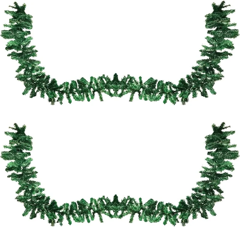 Besuche den Mojawo-Store Mojawo 2er Set Tannengirlande künstlich 270 cm Weihnachtsdeko für innen und außen täuschend echt Kunststoffgirlande