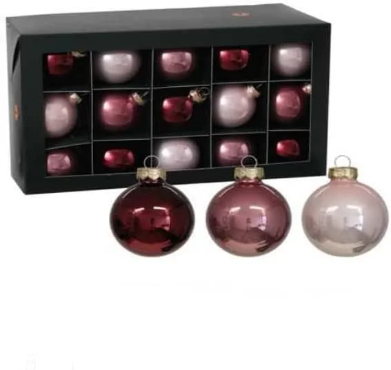 Marke: RiloStore 30 STK Weihnachtskugeln Glas Blossom 5, 7cm rosa Altrosa Beere Weihnachtskugel o2211 Christbaumkugeln Dekokugeln Kugeln Glaskugeln Chirstbaumschmuck 57mm Tannenbaum Kugelset — Weihnachtsdeko