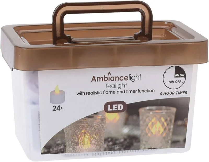 Marke: WELL HOME MOBILIARIO & DECORACIÓN Set mit 24 LED-Teelichtern in warmweiß, flackernd, Ø 3, 8 x 1, 8 cm, inklusive Batterie — Weihnachtsbeleuchtung
