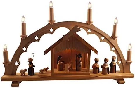 Besuche den Rudolphs Schatzkiste-Store Rudolphs Schatzkiste Schwibbogen Christi Geburt und Beleuchtung Höhe=53cm NEU Schwibbogen Seiffener Kirche elektrisch Natur 63 cm — Weihnachtsdeko