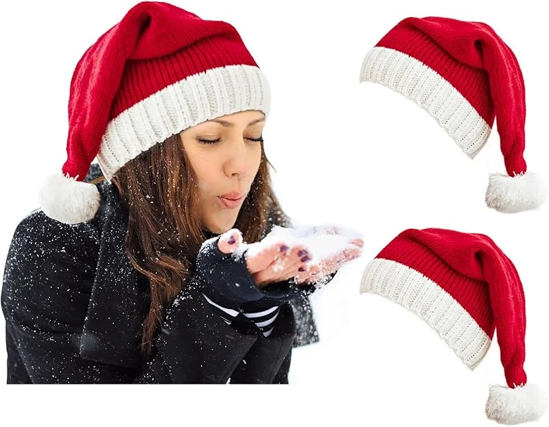 Marke: OCTEEN Santa Hat Christmas Hats Xmas Party Hat Red Knitted Beanie Hat For Adult Women Men — Weihnachtsmode