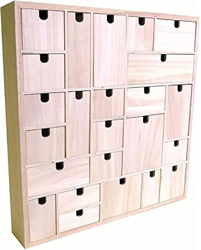 Marke: Artemio EVOC Artemio Adventskalender zum Dekorieren, geometrisches Muster, Holz, 40 x 40 x 6, 5 cm — Advent und Tisch
