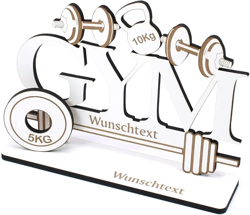 Besuche den DEKOLANDO-Store Geldgeschenk Gym mit Hantel und Kettlebell - inkl. Wunschtext Name - Schild für Geld Gutschein Gutscheingeschenk Fitness Fitnessstudio - 20 x 15 cm — Advent und Tisch