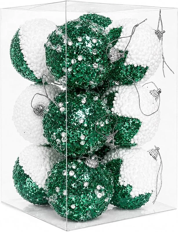 Marke: Comebachome Weihnachtskugel-Ornamente, 12-teiliges Weihnachtsbaumschmuck-Set, hängende Schaumstoff-Dekorationen für Feiertage, Festivals, Dekorationszubehör, grün — Weihnachtsdeko