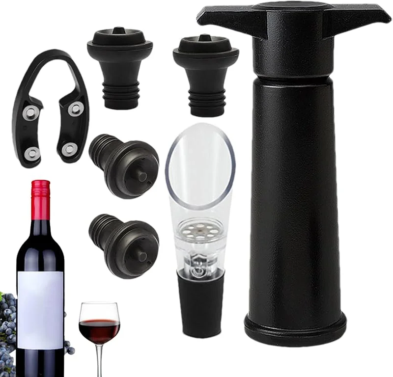 Marke: Generisch Weinverschluss, Set aus Flaschenöffner, Dekanter, Folienschneider und Weinausgießer, Wiederverwendbare Flaschenkonservierer, Für Männer und Frauen, Zuhause, Küche, Bar, Hochzeit, Champa trinken — Wein und Festtafel