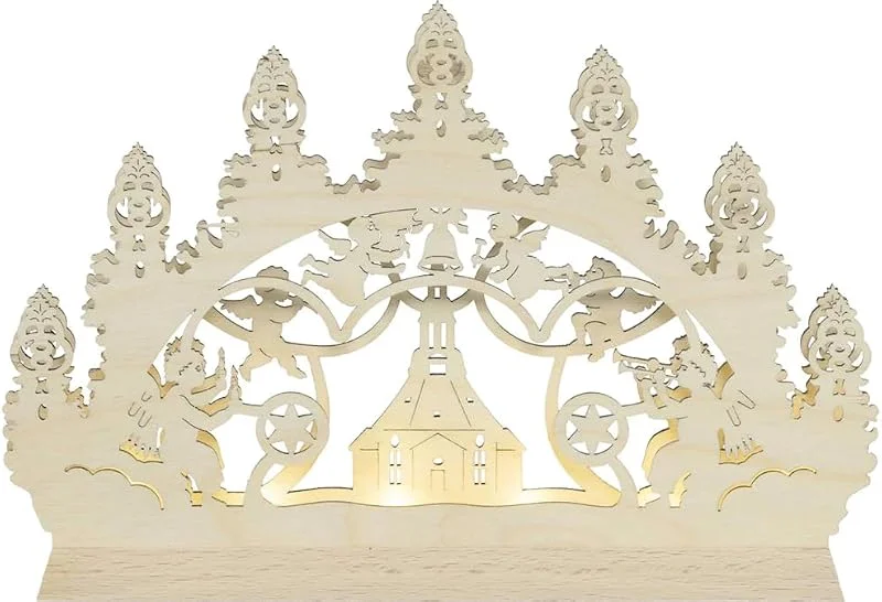 Besuche den Rudolphs Schatzkiste-Store Rudolphs Schatzkiste Schwibbogen Seiffener Kirche LED Natur BxHxT 23, 5x16x3cm NEU Lichterbogen Fensterbogen Spitzbogen Erzgebirge Weihnachten Bergbau Bergmann Licht Holz Dekoration Beleuchtung — Weihnachtsdeko