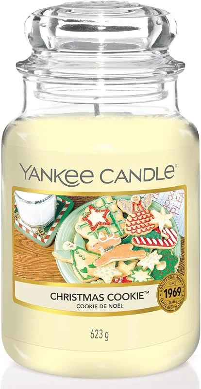 Besuche den Yankee Candle-Store Yankee Candle Duftkerze im Glas (groß), Christmas Cookie, Kerze mit langer Brenndauer bis zu 150 Stunden, Perfekte Geschenke für Frauen — Kerzenlicht Abendessen
