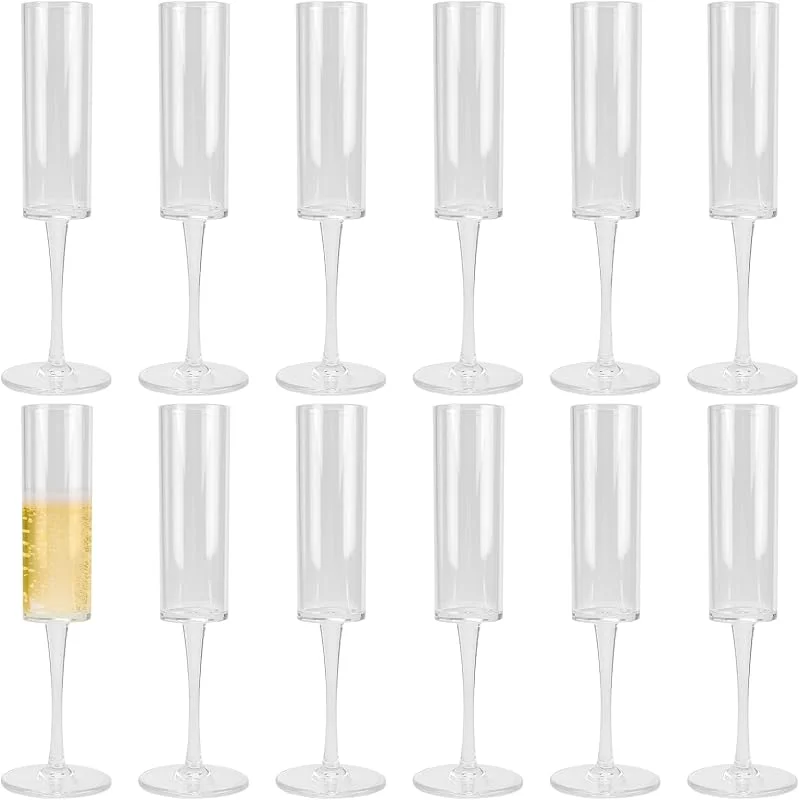 Besuche den PINGEUI-Store PINGEUI Champagnergläser aus Kunststoff, 175 ml, transparent, wiederverwendbar, für Partys, Hochzeiten, Geburtstage und Veranstaltungen, 12 Stück — Wein und Festtafel