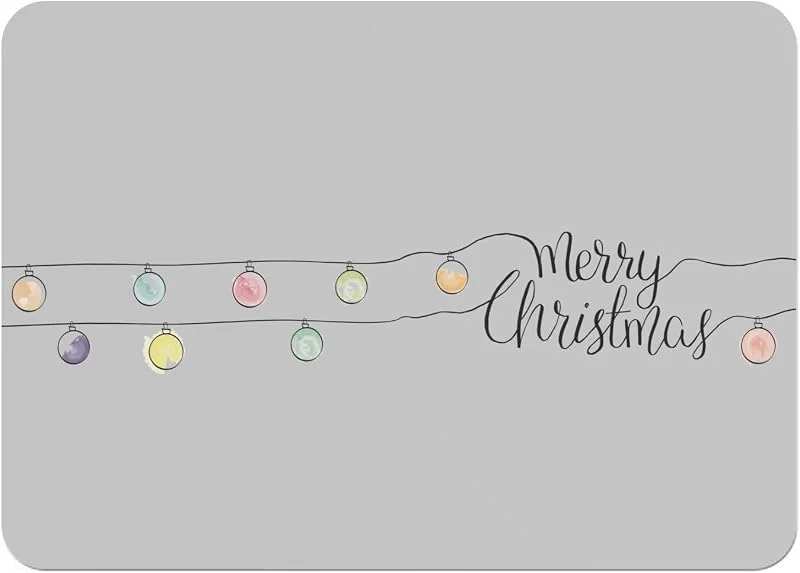 Marke: Fabulous Platzsets, weich, Unterseite aus Kork, graue Platzdeckchen, Merry Christmas, Lichterkette, Weihnachten, Zeichnung, großes Format, 39, 5 x 28, 5 cm, 4 Stück — Küche & Haushalt