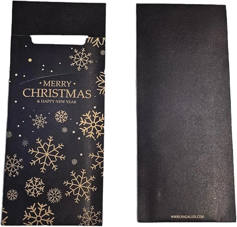 Marke: Pro DP 520 Serviettentaschen Bestecktaschen Sacchetto Pochetto Weihnachten 85x200mm schwarz inklusive Tissue Serviette 33x33cm weiß — Küche & Haushalt