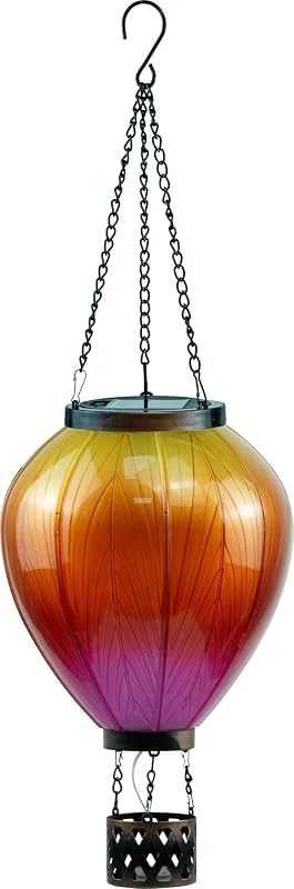 Besuche den Northpoint-Store Northpoint LED Solar Laterne XL Heißluftballon Windlicht Metall-Gestell Kunststoff Außenbereich Dekoration Garten Solarpanel Gelb Lila — Weihnachtsdeko
